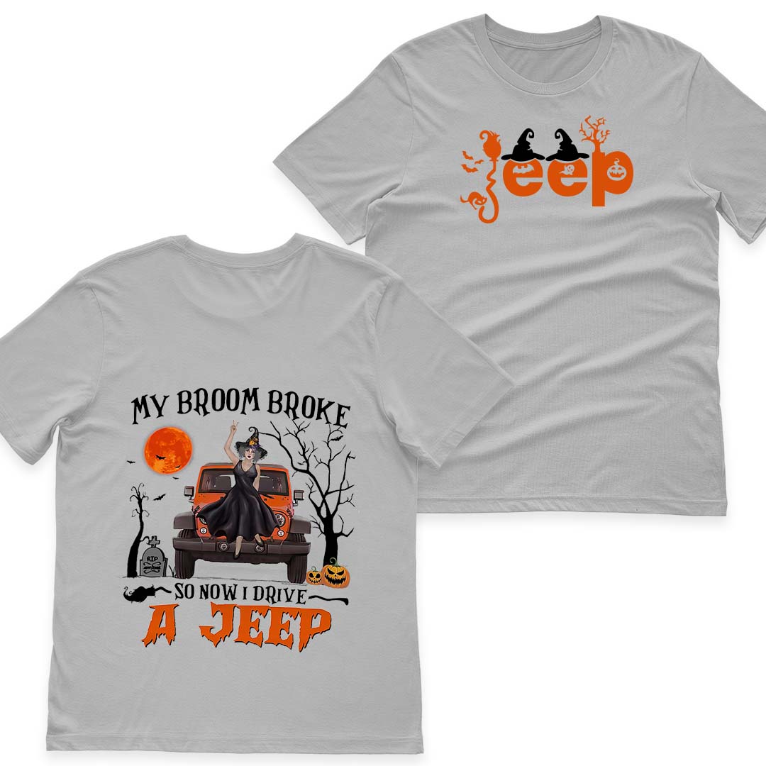 Halloween Witch My Broom Broke So Now I Drive A Jeep T-Shirt Hoodie Supler Store