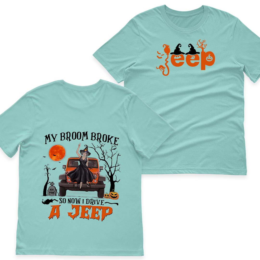 Halloween Witch My Broom Broke So Now I Drive A Jeep T-Shirt Hoodie Supler Store