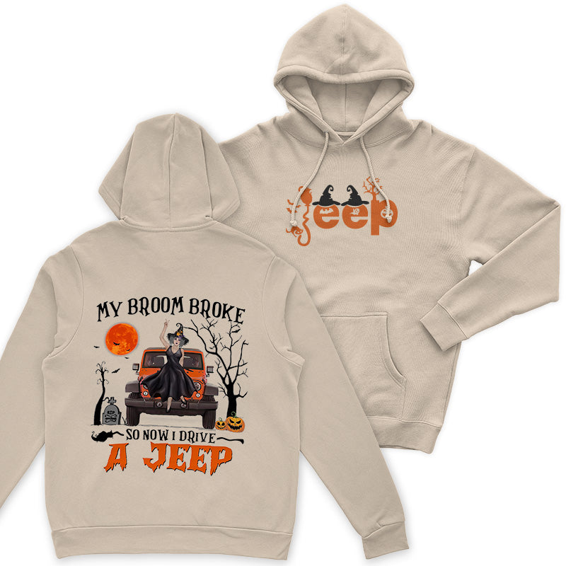 Halloween Witch My Broom Broke So Now I Drive A Jeep T-Shirt Hoodie