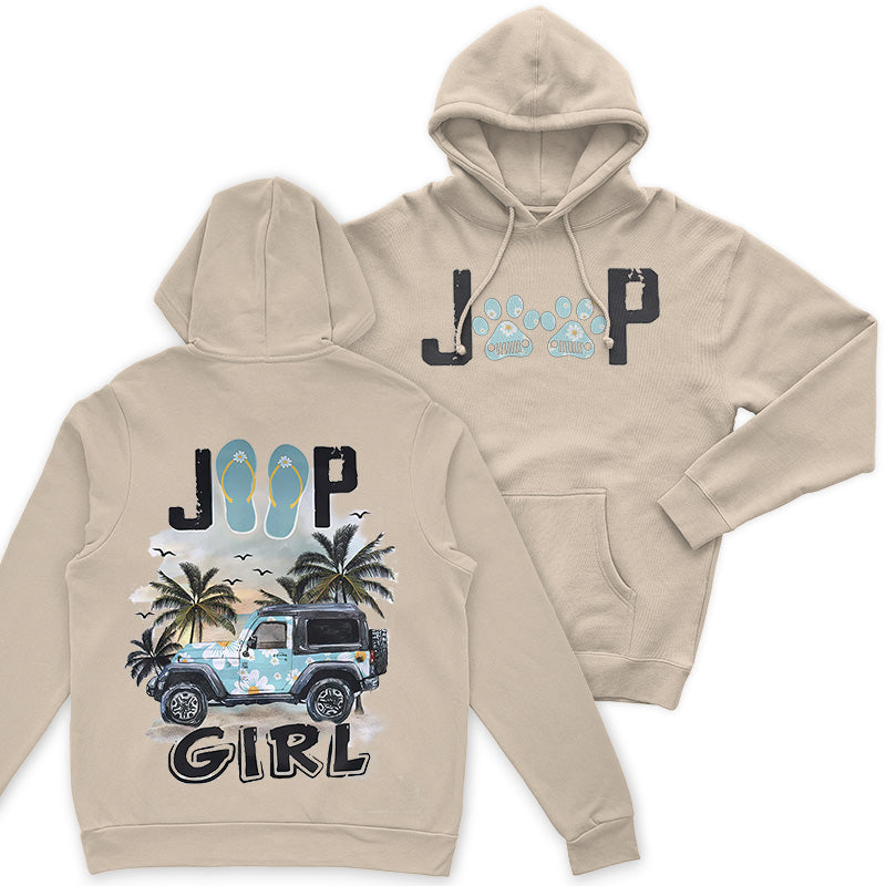 Jeep Dog Paws Beach Girl T-Shirt Hoodie