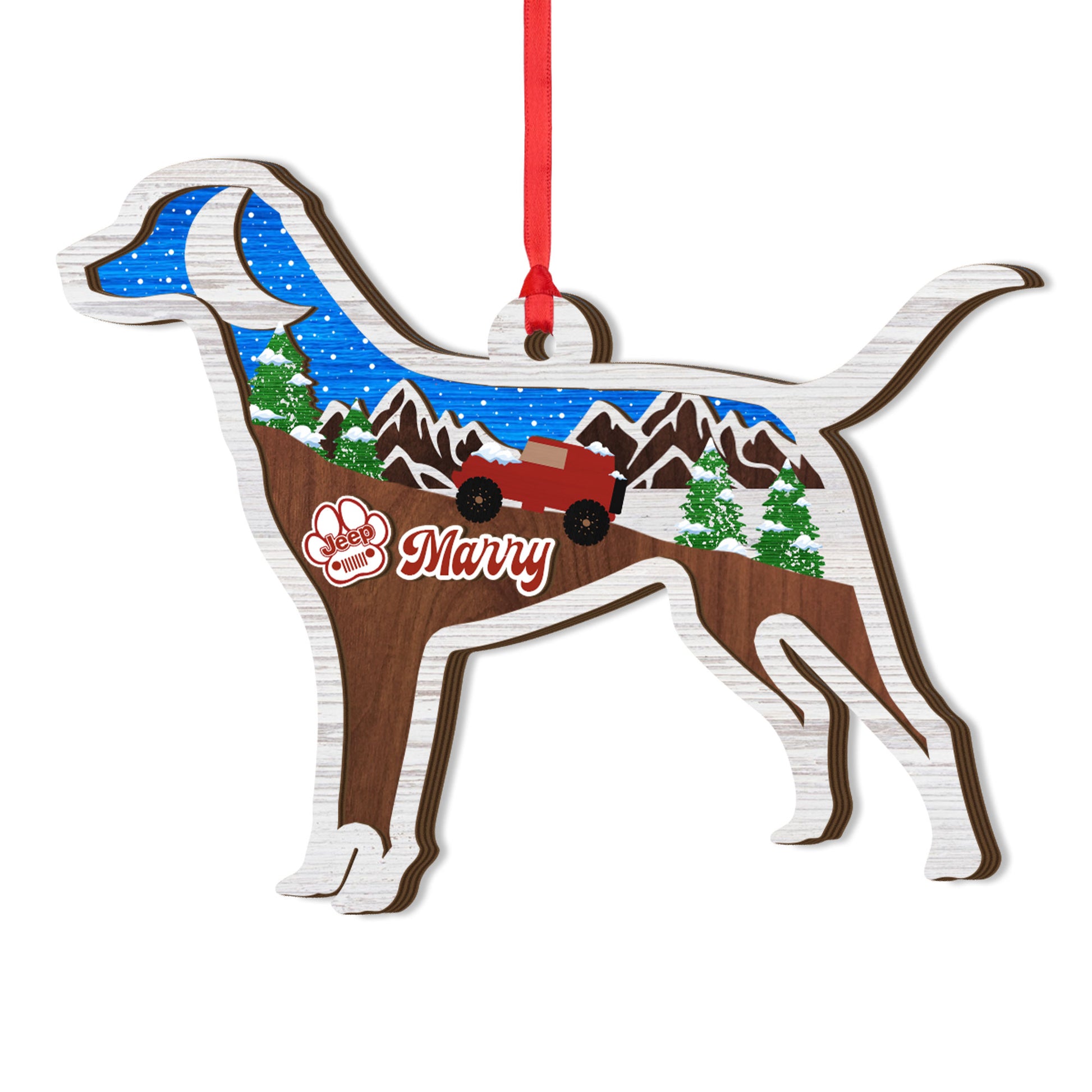 Personalized Jeep Dog Offroad 3 Layered Wooden Ornament Christmas Gifts Decor Supler Store
