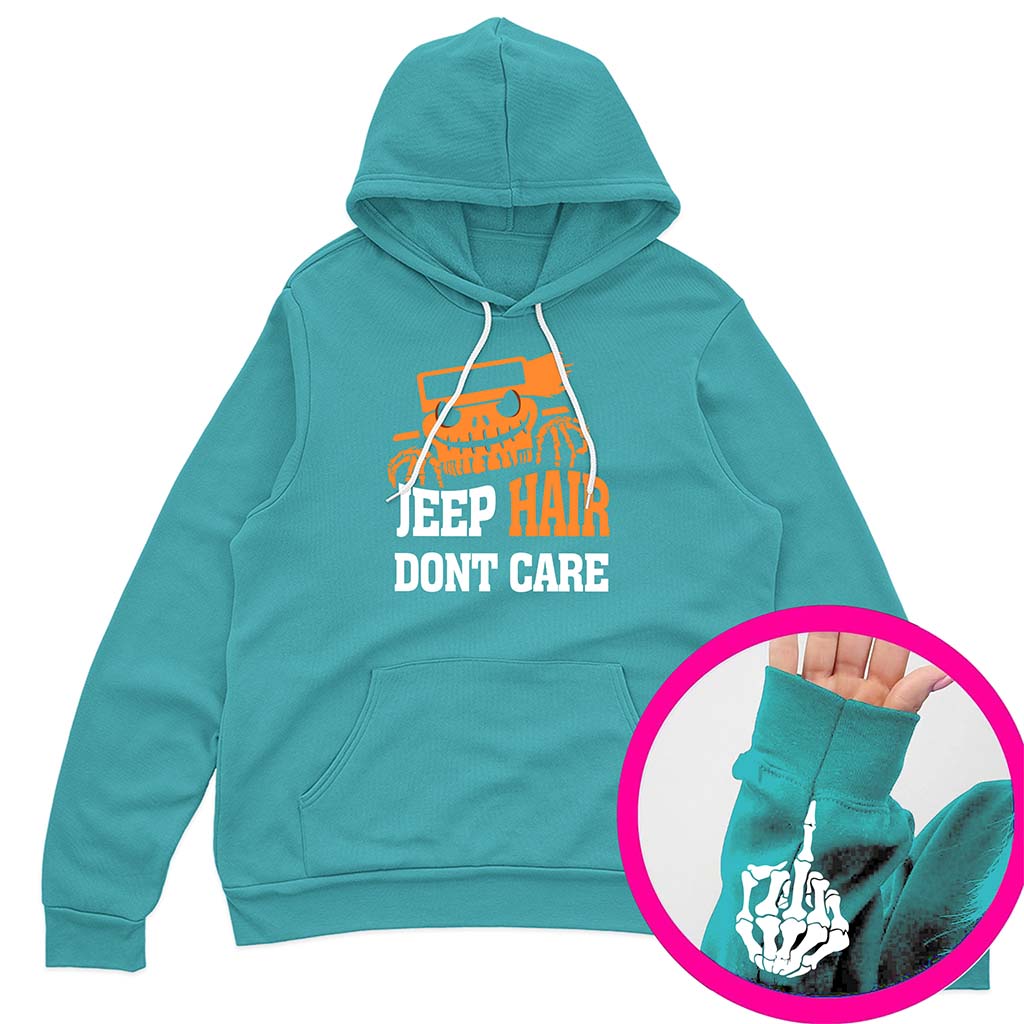 Jeep Hair Don't Care Halloween Funny Skeleton Hand Hoodie Supler Store