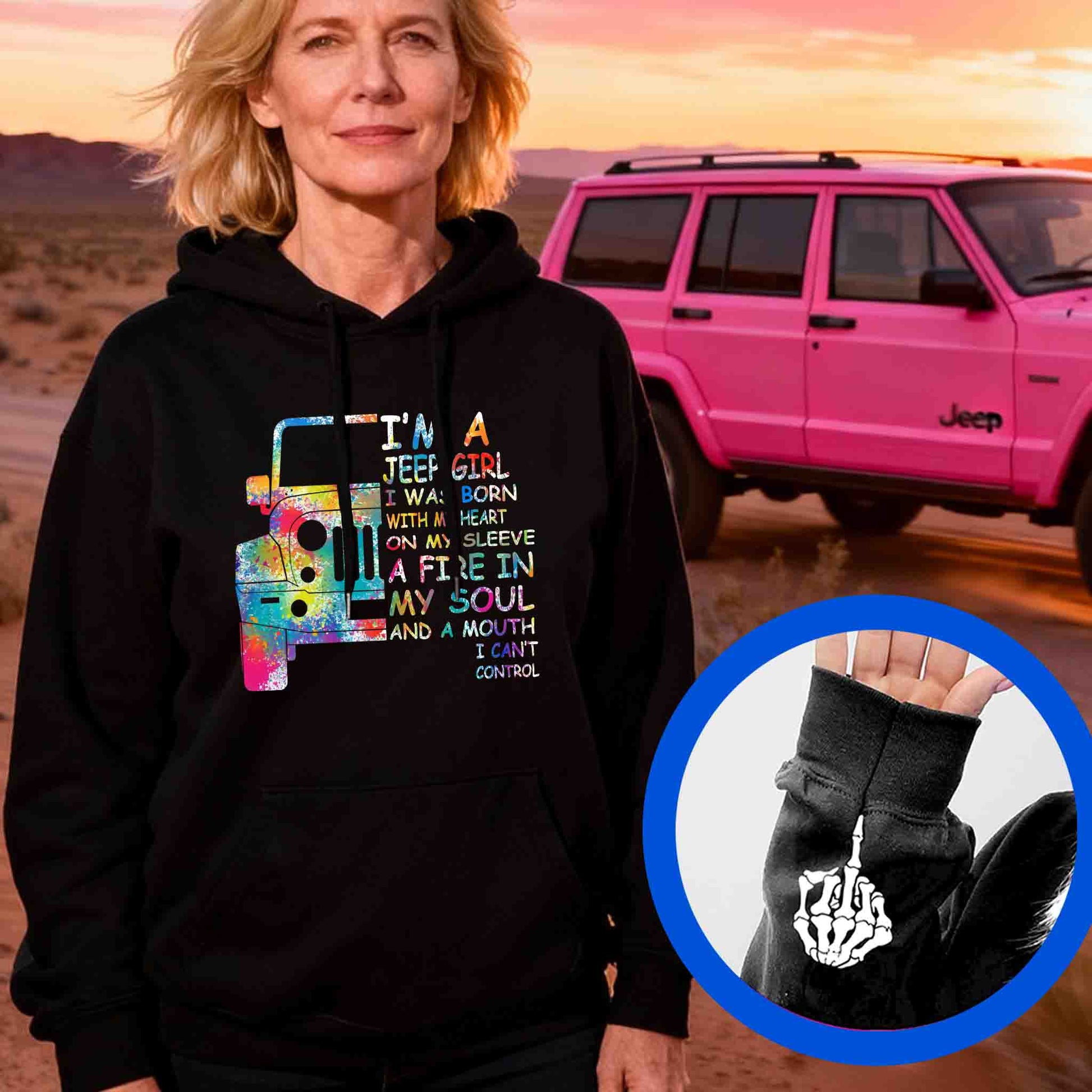 I'm A Jeep Girl And A Mouth I Can't Control Funny Skeleton Hand T-Shirt Hoodie Supler Store