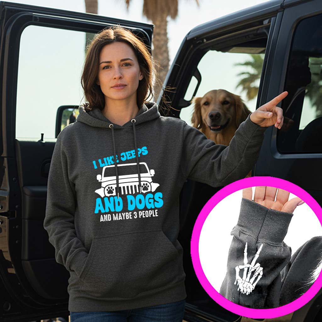 I Like Jeeps And Dogs Funny Skeleton Hand T-Shirt Hoodie Supler Store