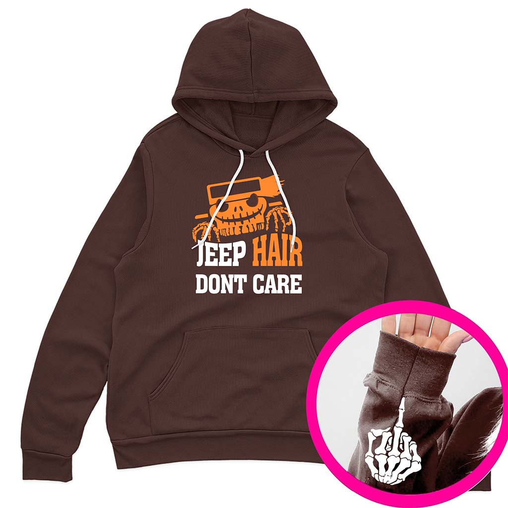 Jeep Hair Don't Care Halloween Funny Skeleton Hand Hoodie Supler Store