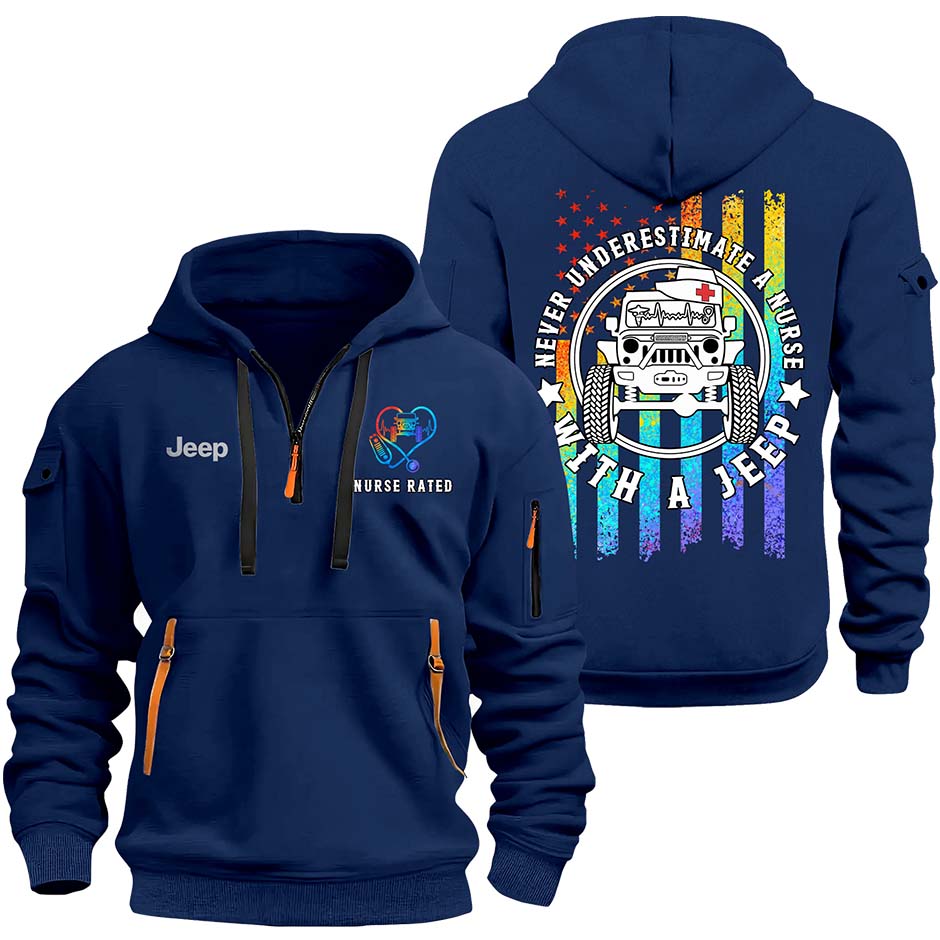 Never Underestimate A Nurse With A Jeep Quarter Zip Hoodie Supler Store