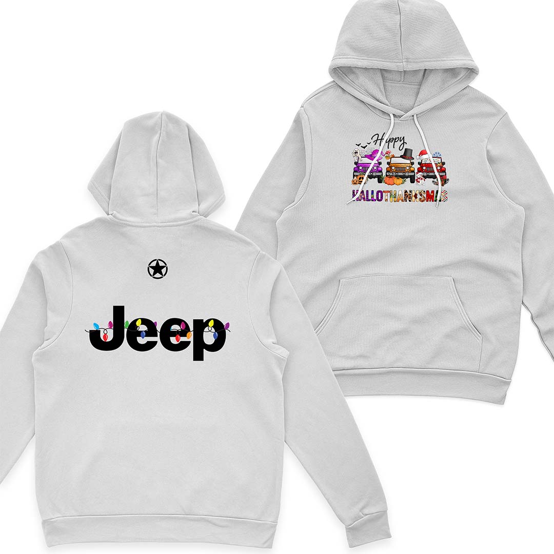Happy Hallothanksmas Jeeps T-Shirt Hoodie Halloween Thanksgiving Christmas Supler Store