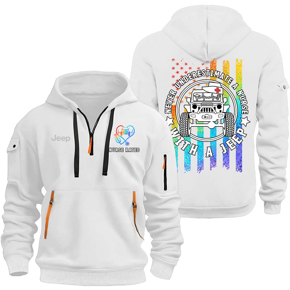 Never Underestimate A Nurse With A Jeep Quarter Zip Hoodie Supler Store