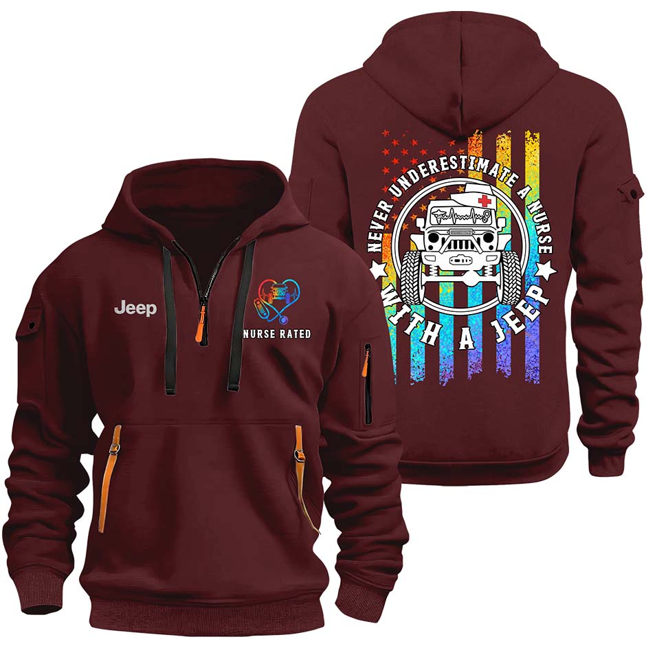 Never Underestimate A Nurse With A Jeep Quarter Zip Hoodie Supler Store