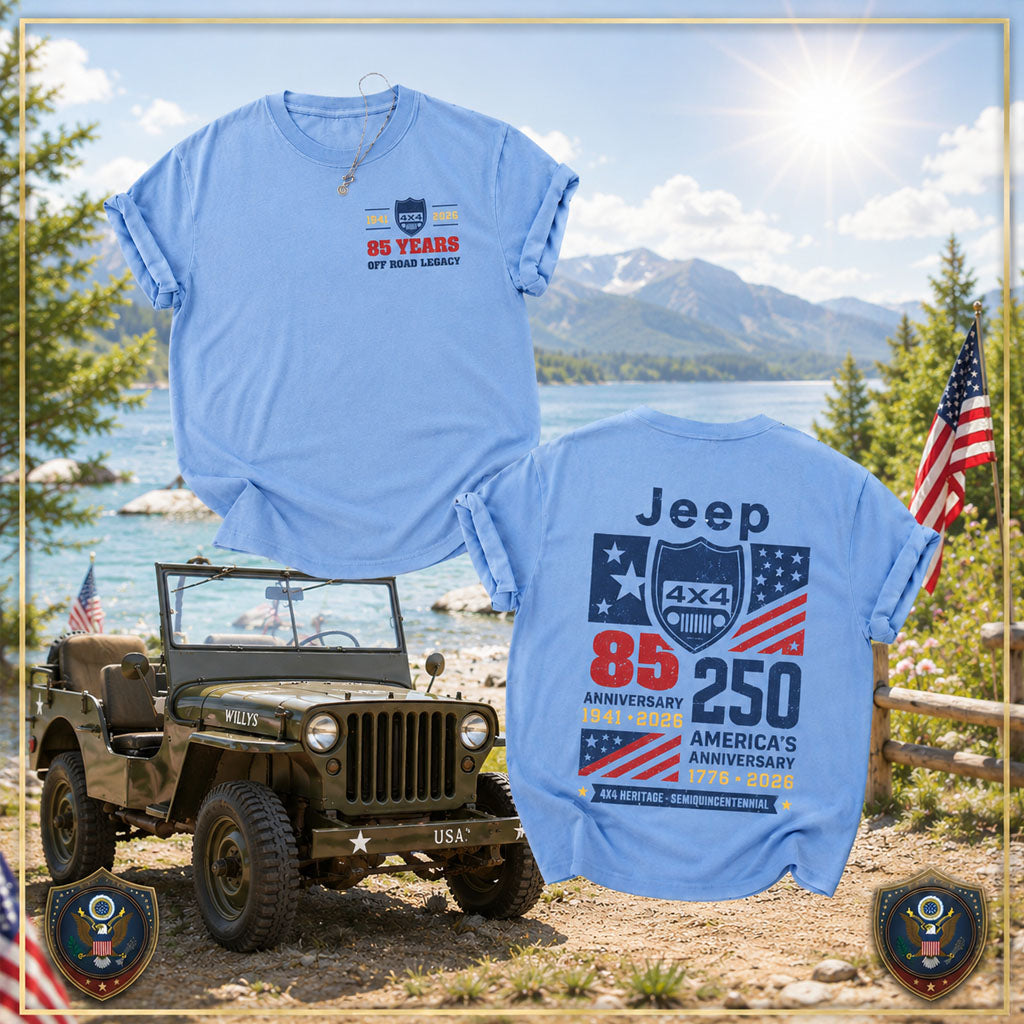 Jeep 85th Anniversary &amp; America's 250th Anniversary Shirt: Celebrating Two Historic Milestones