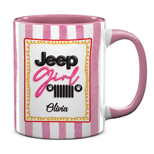 Personalized Jeep Girl Grille Dog Paws Coffee Accent Mug