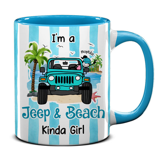 Personalized I'm A Jeep & Beach Kinda Girl Coffee Accent Mug