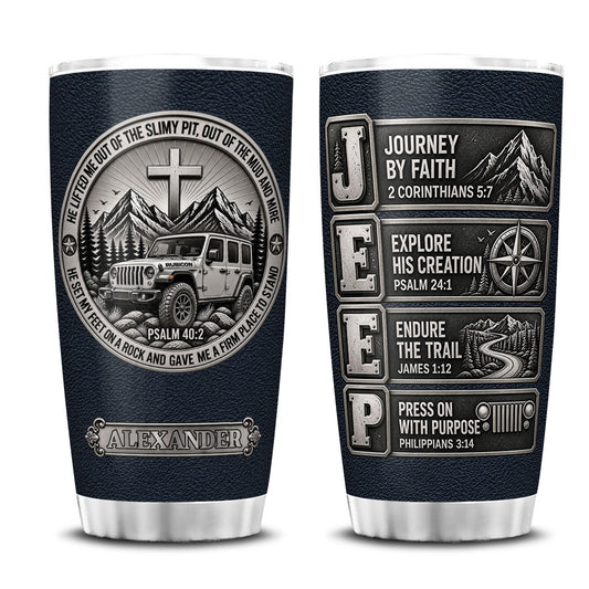 Jeep Christian Psalm 40:2 Personalized Tumbler