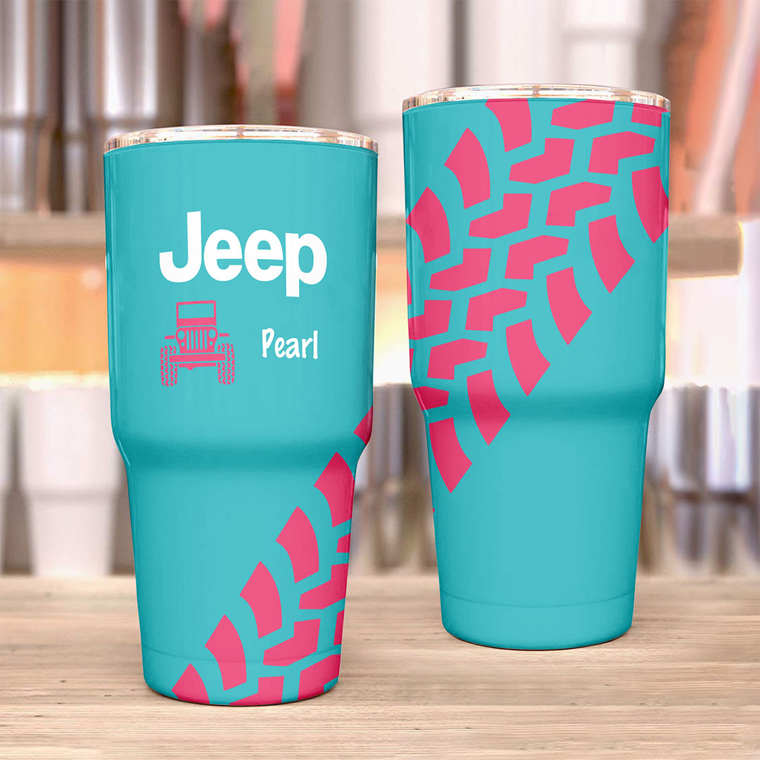 Personalized Jeep Trek Tumbler 40oz Tire Tracks Print Supler Store