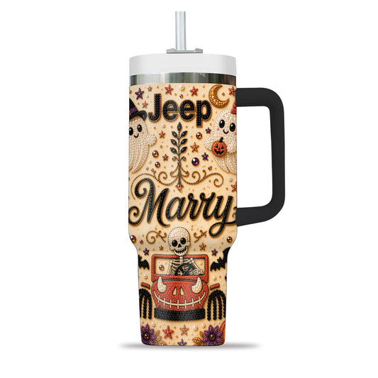 Jeep Halloween Skeleton Personalized Tumbler