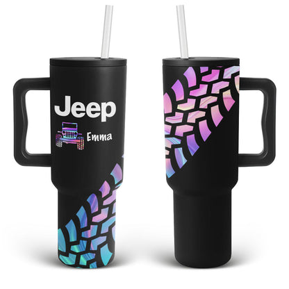Personalized Jeep Trek Tumbler 40oz Tire Tracks Print Supler Store