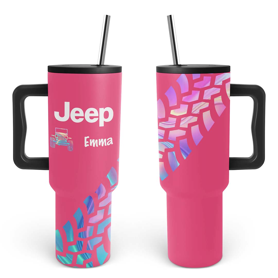 Personalized Jeep Trek Tumbler 40oz Tire Tracks Print Supler Store