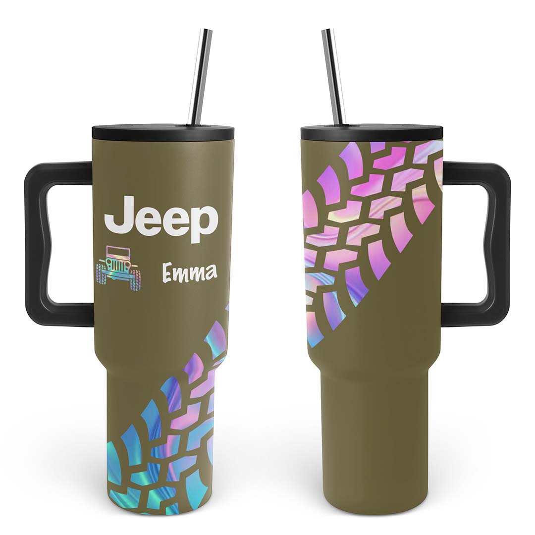 Personalized Jeep Trek Tumbler 40oz Tire Tracks Print Supler Store