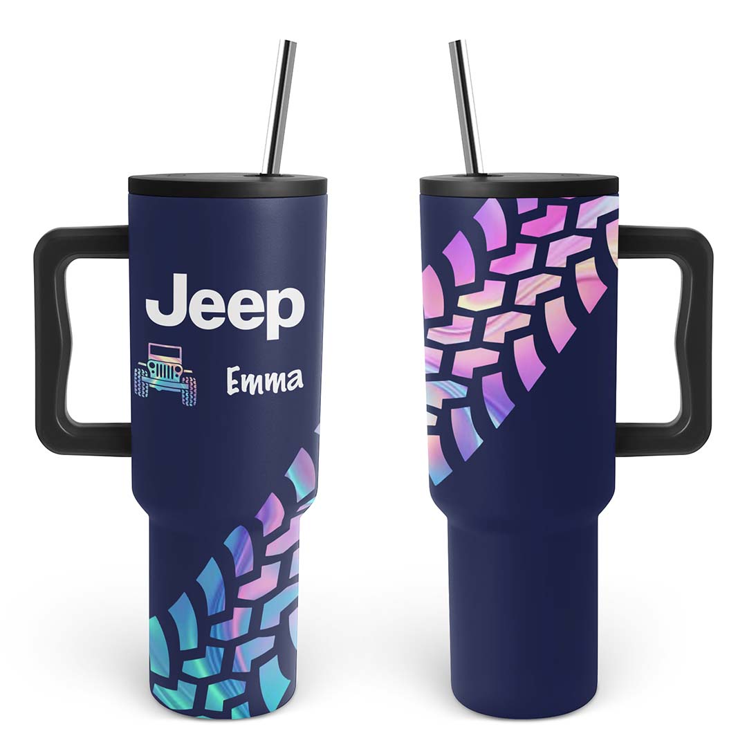 Personalized Jeep Trek Tumbler 40oz Tire Tracks Print Supler Store