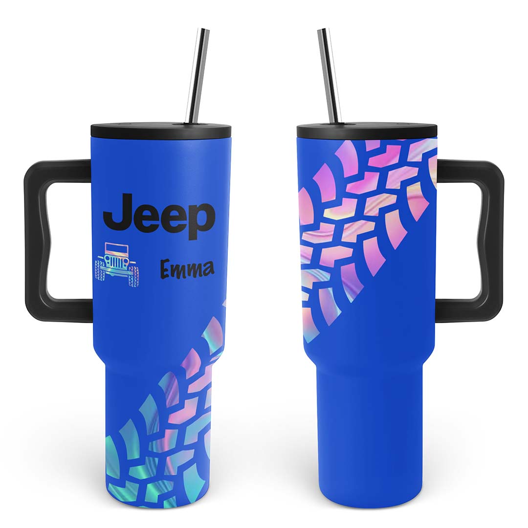 Personalized Jeep Trek Tumbler 40oz Tire Tracks Print Supler Store