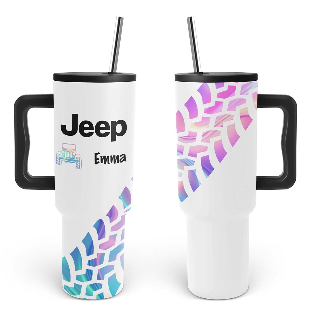 Personalized Jeep Trek Tumbler 40oz Tire Tracks Print Supler Store