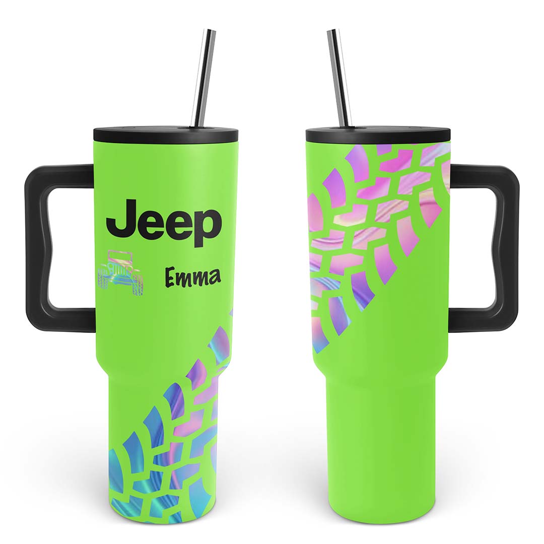 Personalized Jeep Trek Tumbler 40oz Tire Tracks Print Supler Store