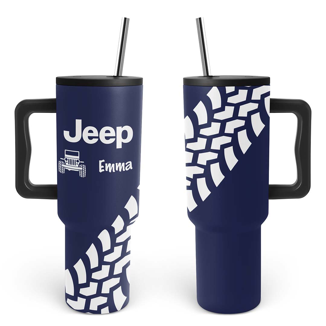 Personalized Jeep Trek Tumbler 40oz Tire Tracks Print Supler Store