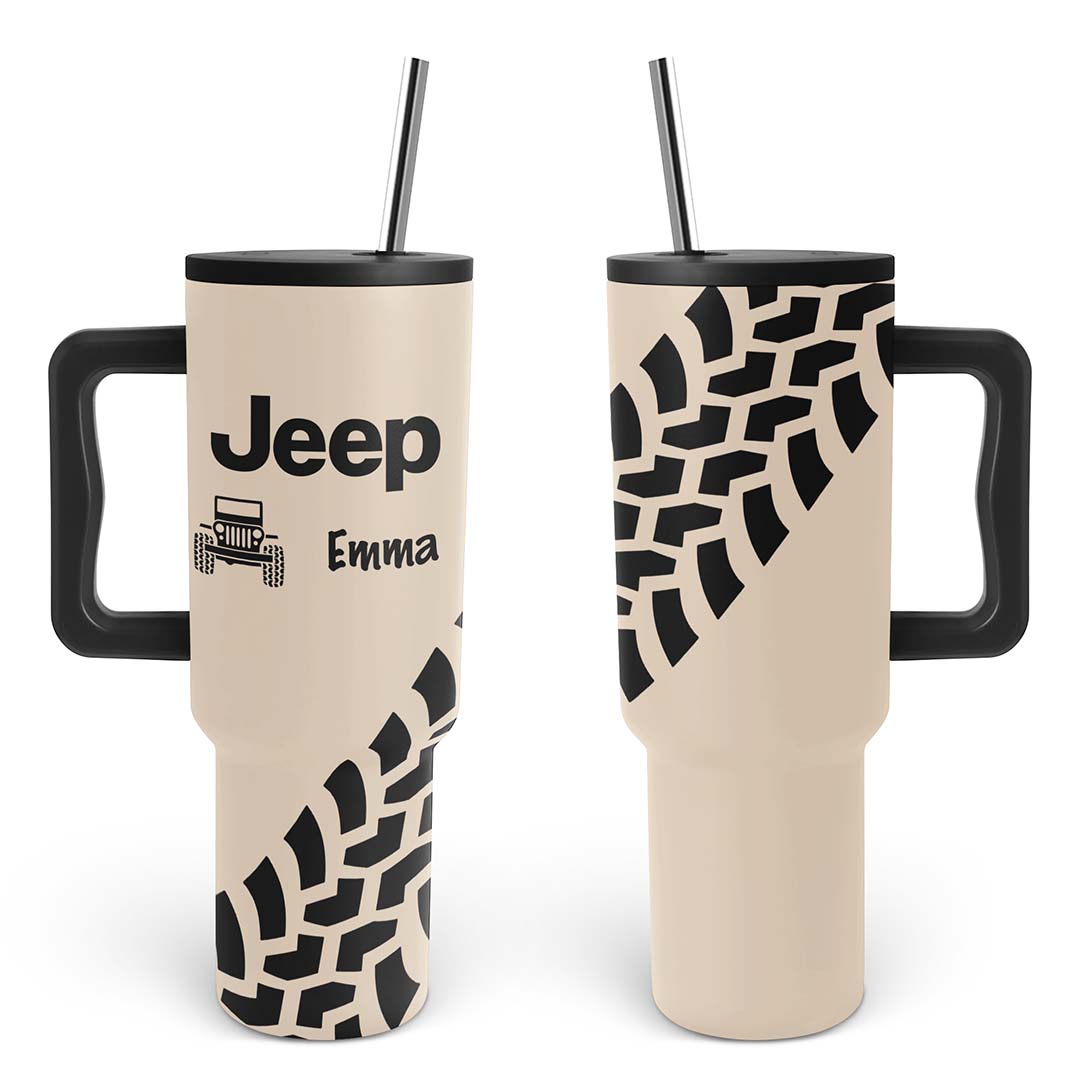 Personalized Jeep Trek Tumbler 40oz Tire Tracks Print Supler Store