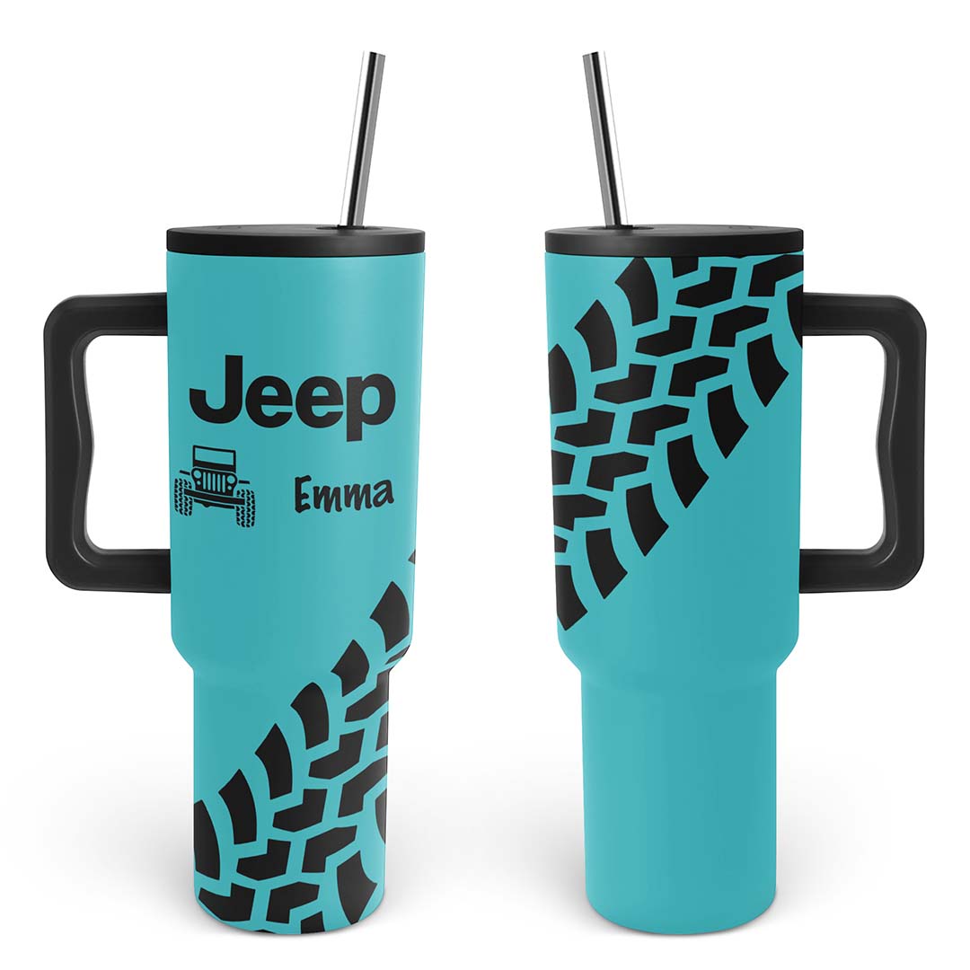 Personalized Jeep Trek Tumbler 40oz Tire Tracks Print Supler Store