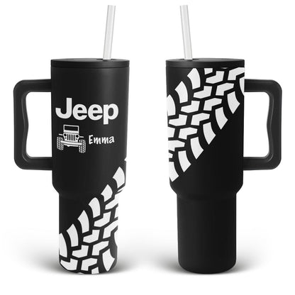 Personalized Jeep Trek Tumbler 40oz Tire Tracks Print Supler Store