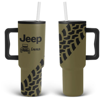 Personalized Jeep Trek Tumbler 40oz Tire Tracks Print Supler Store