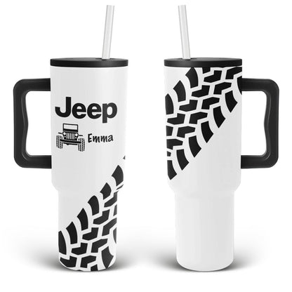 Personalized Jeep Trek Tumbler 40oz Tire Tracks Print Supler Store