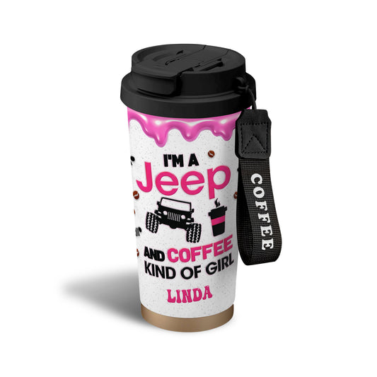 I'm A Jeep & Coffee Kinda Girl Personalized Coffee Cup
