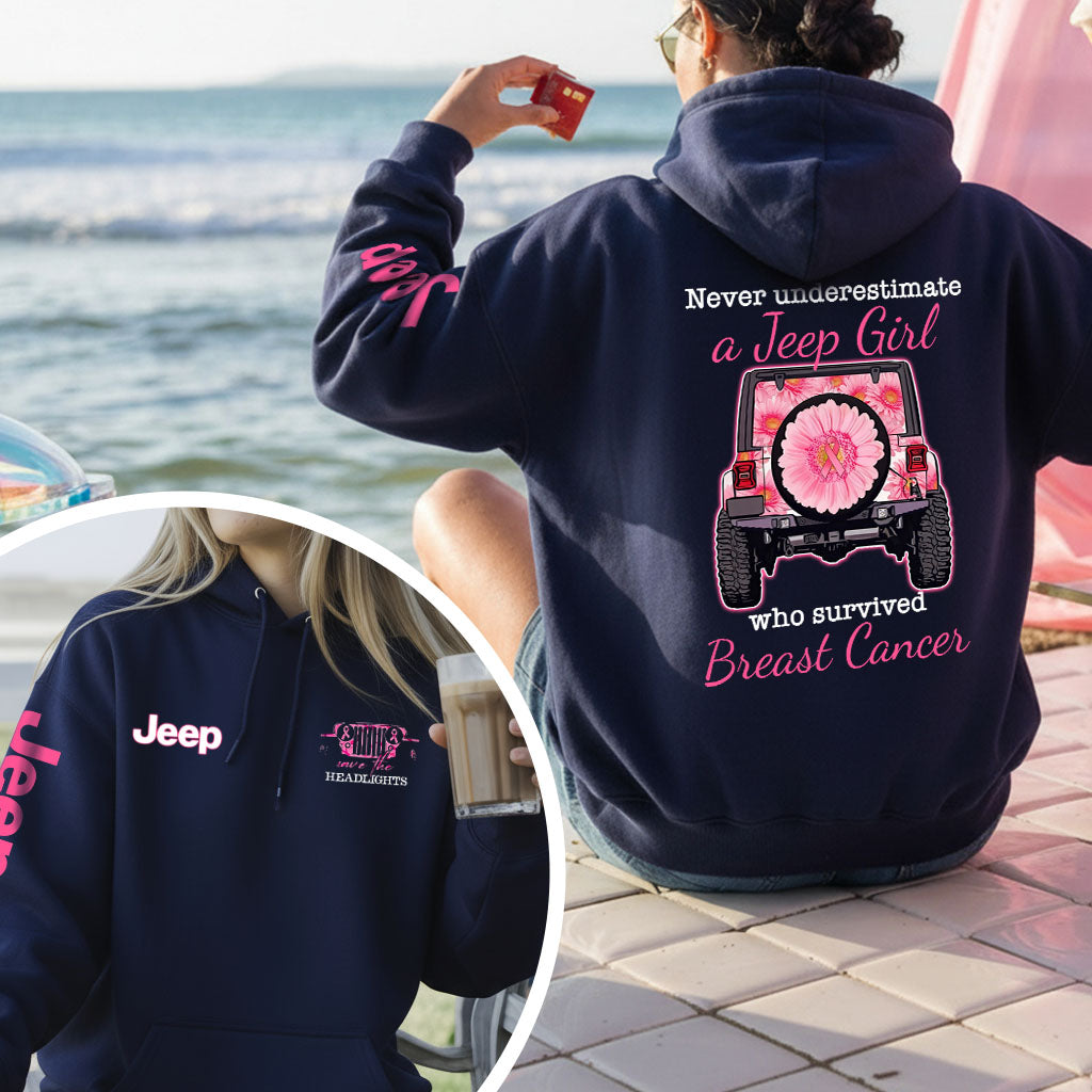 Never Underestimate A Jeep Girl Who Survived Breast Cancer Zip Hoodie Supler Store