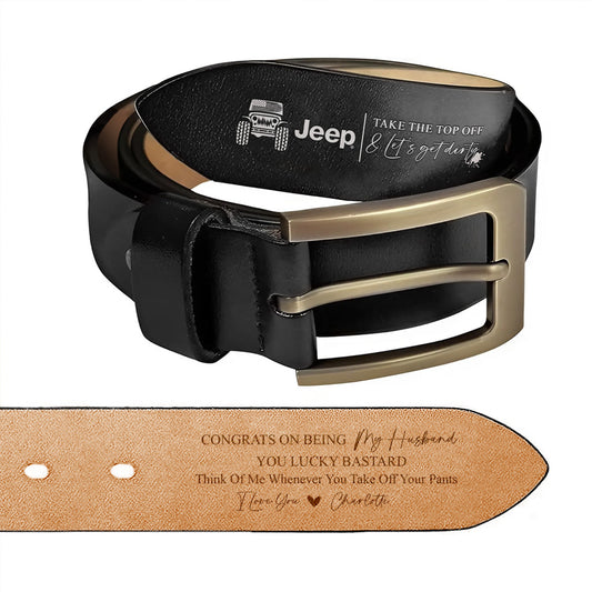 Congrats On Being My Husband Personalized Jeep Leather Belt Gift For Husband