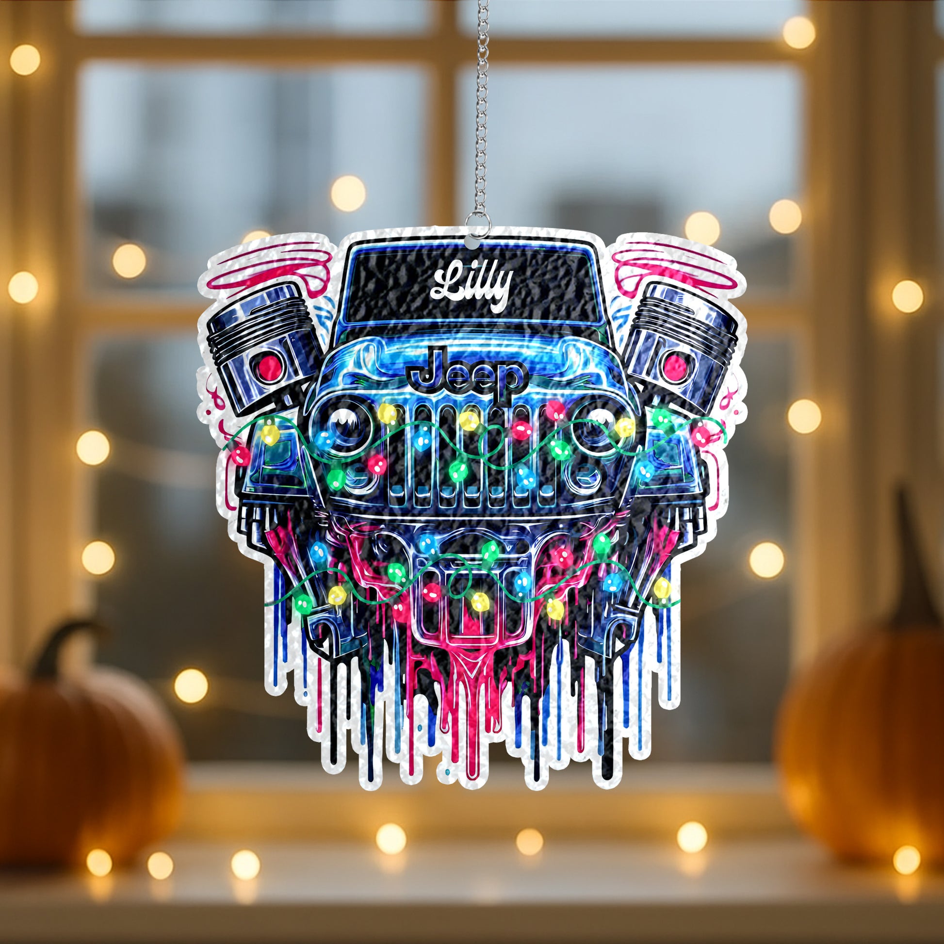 Personalized Jeep Christmas Wavy Acrylic Ornament Supler Store