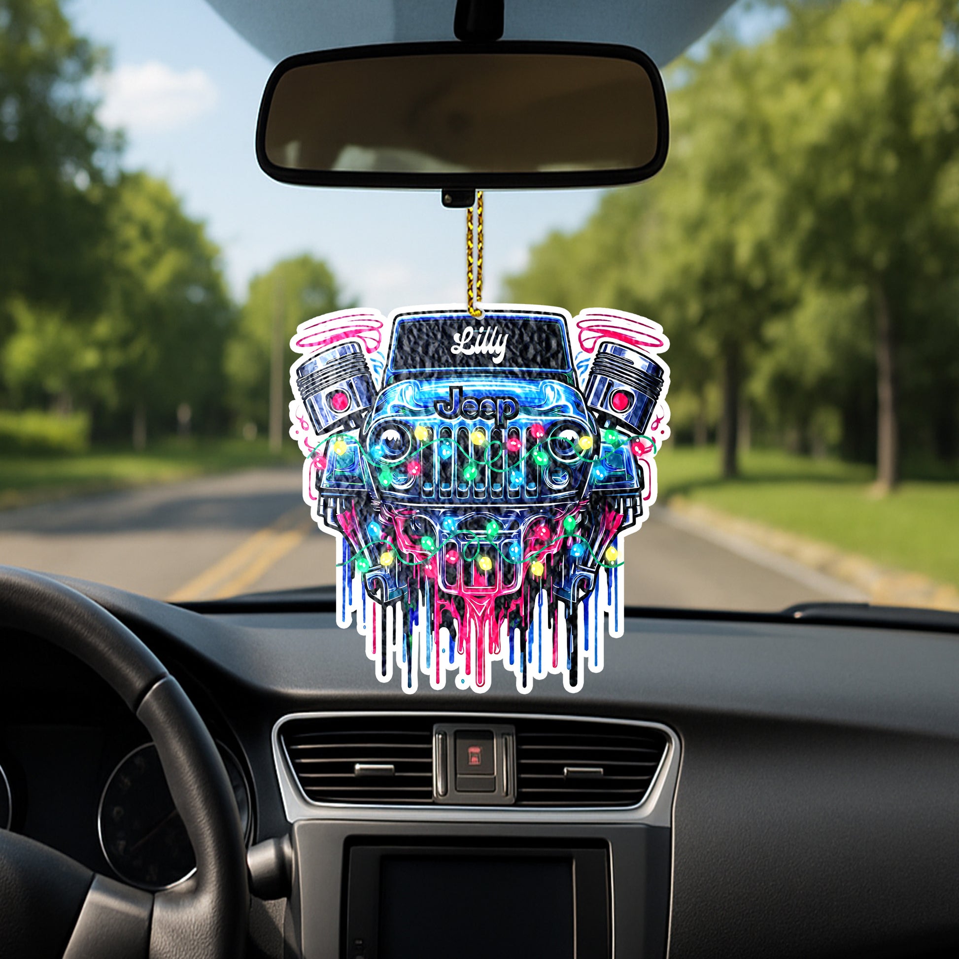 Personalized Jeep Christmas Wavy Acrylic Ornament Supler Store