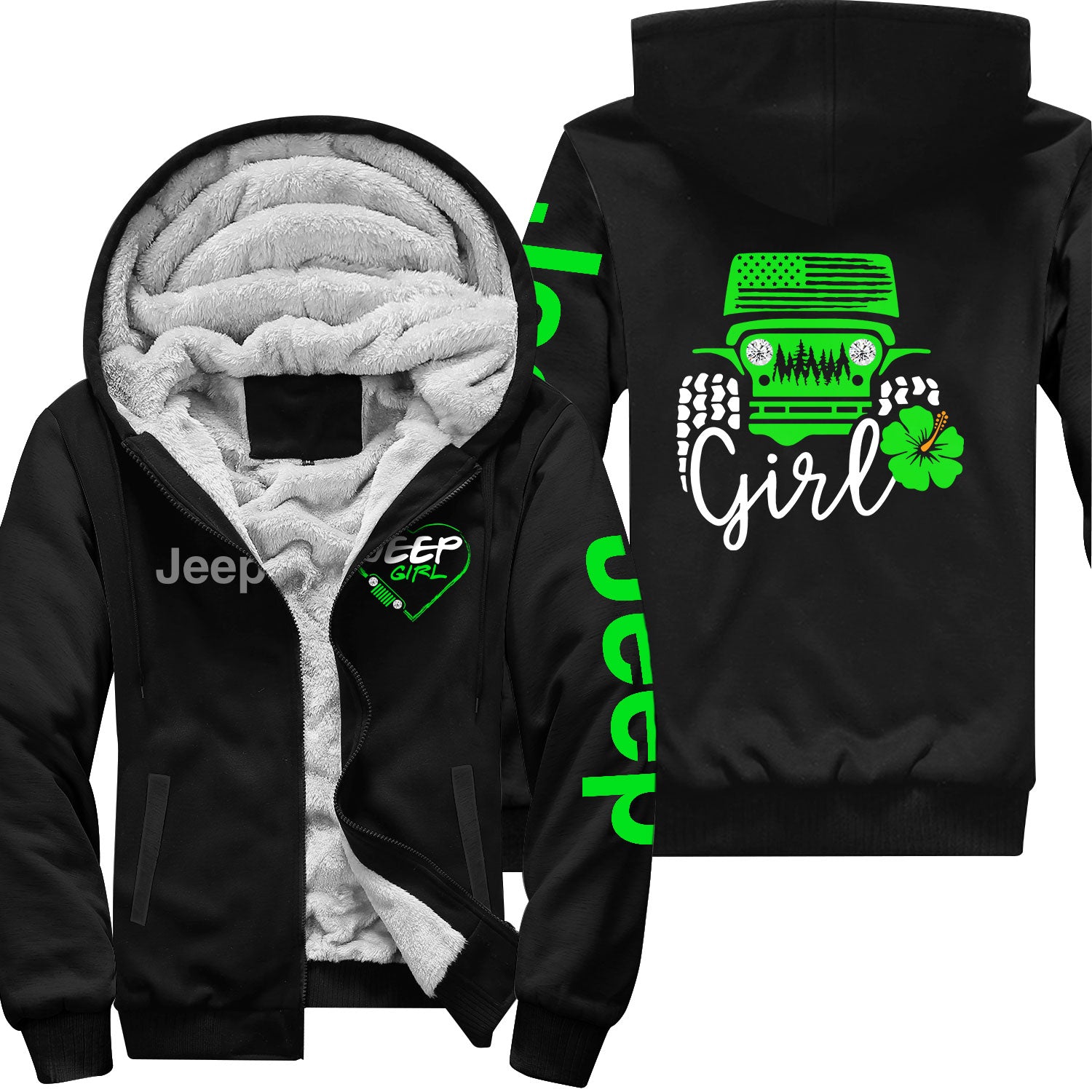 Jeep Girl Offroad US Flag Zip Hoodie Supler Store