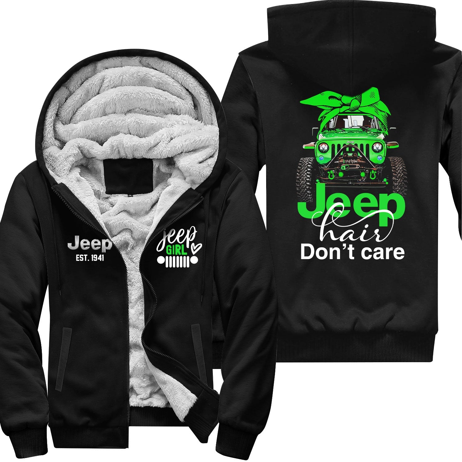 Jeep Hair Don't Care Est 1941 Fleece Zip Hoodie Supler Store