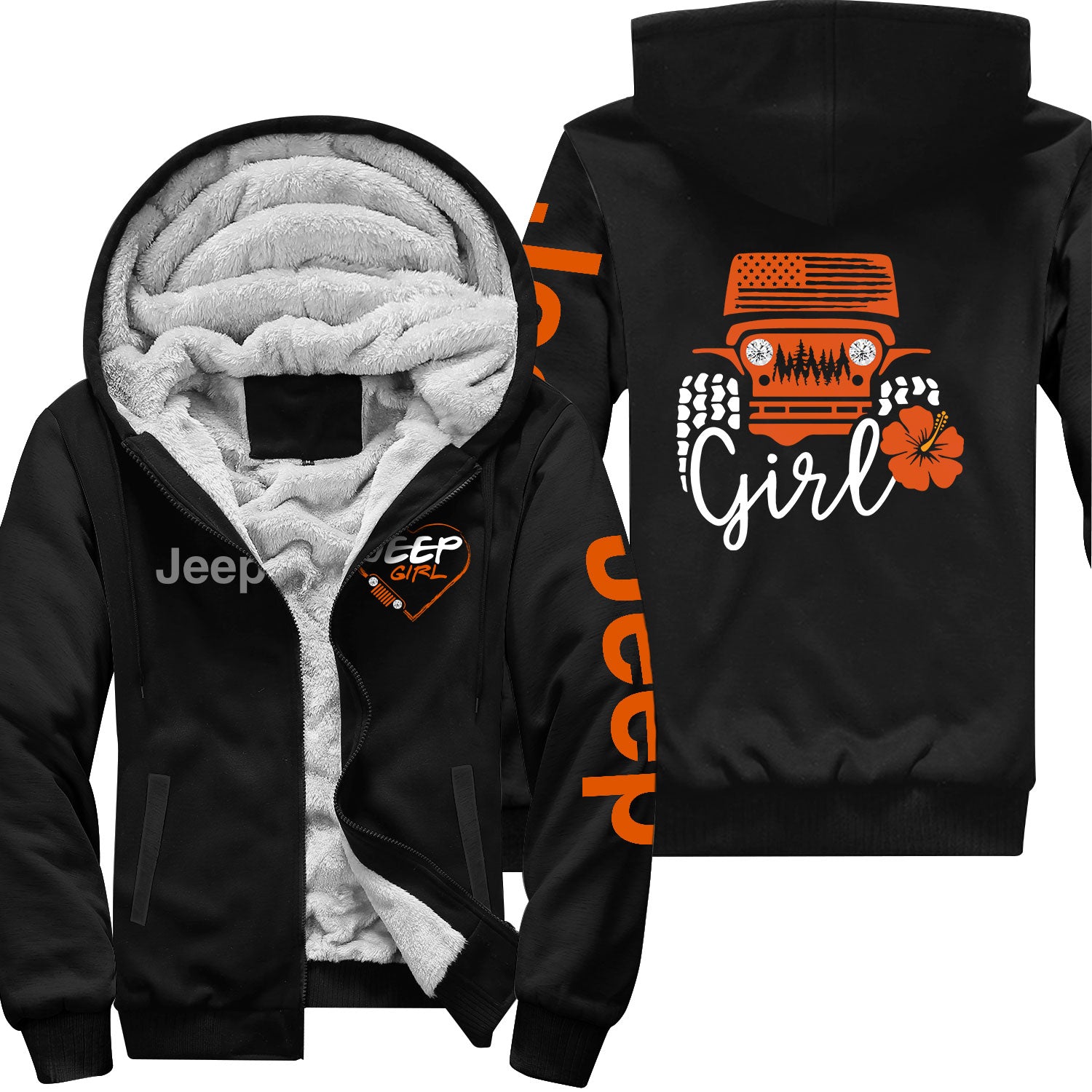 Jeep Girl Offroad US Flag Zip Hoodie Supler Store