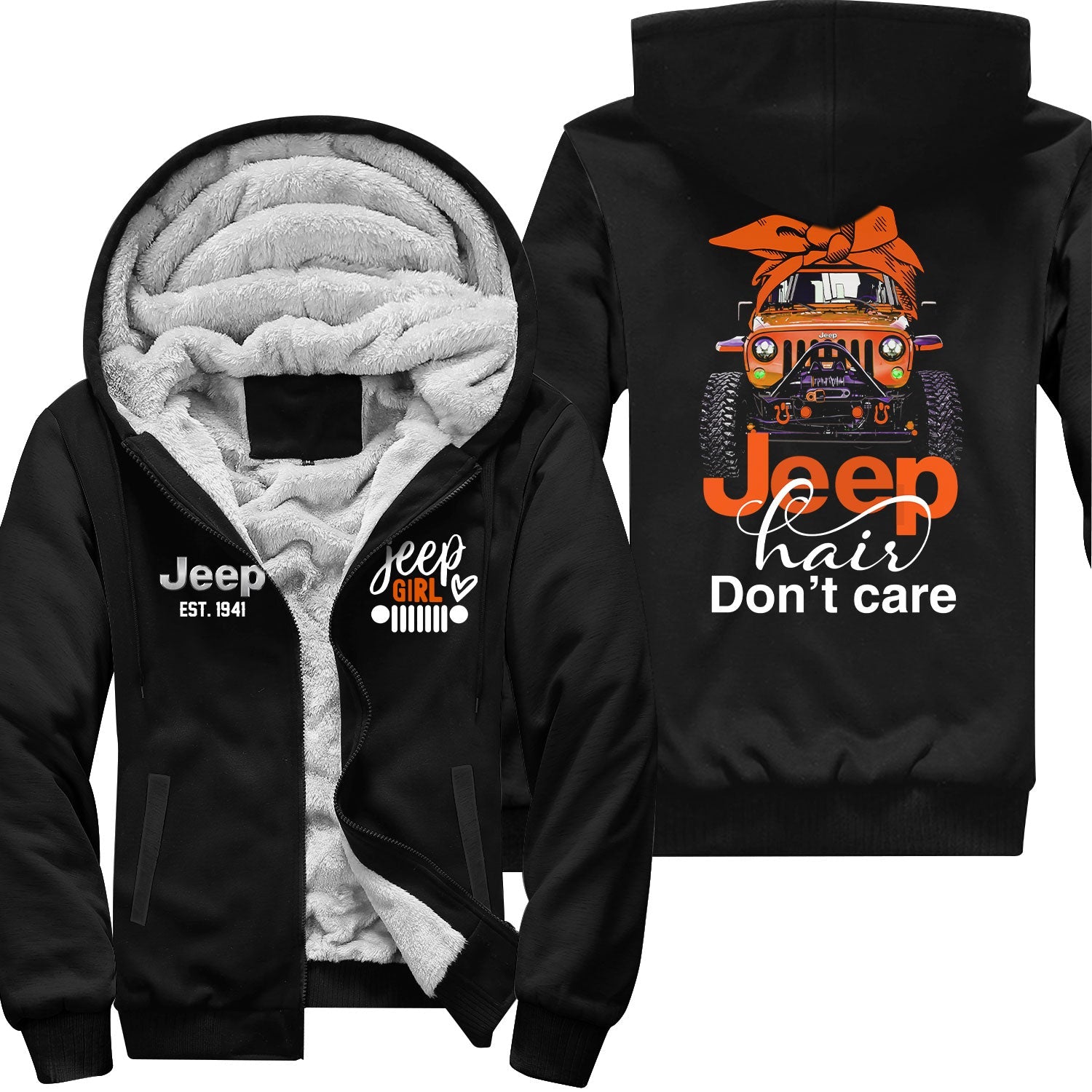 Jeep Hair Don't Care Est 1941 Fleece Zip Hoodie Supler Store