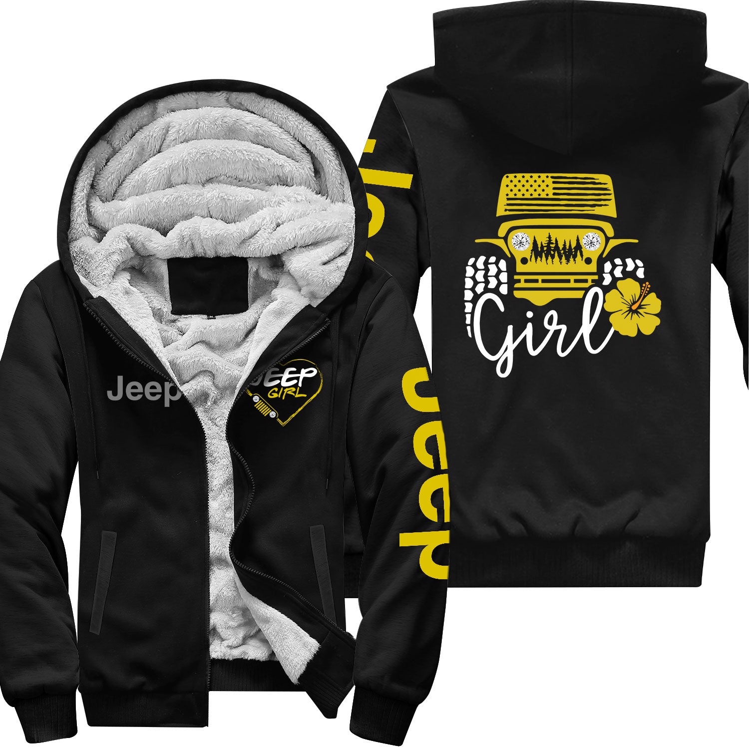 Jeep Girl Offroad US Flag Zip Hoodie Supler Store