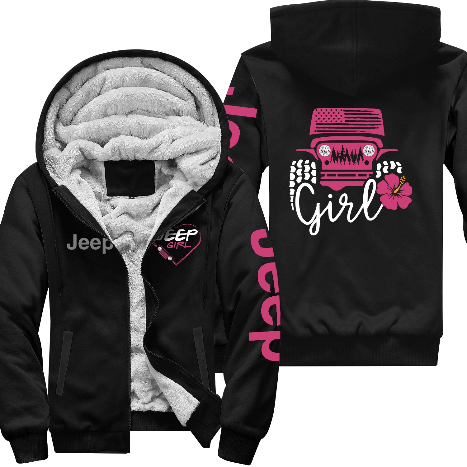 Jeep Girl Offroad US Flag Zip Hoodie Supler Store