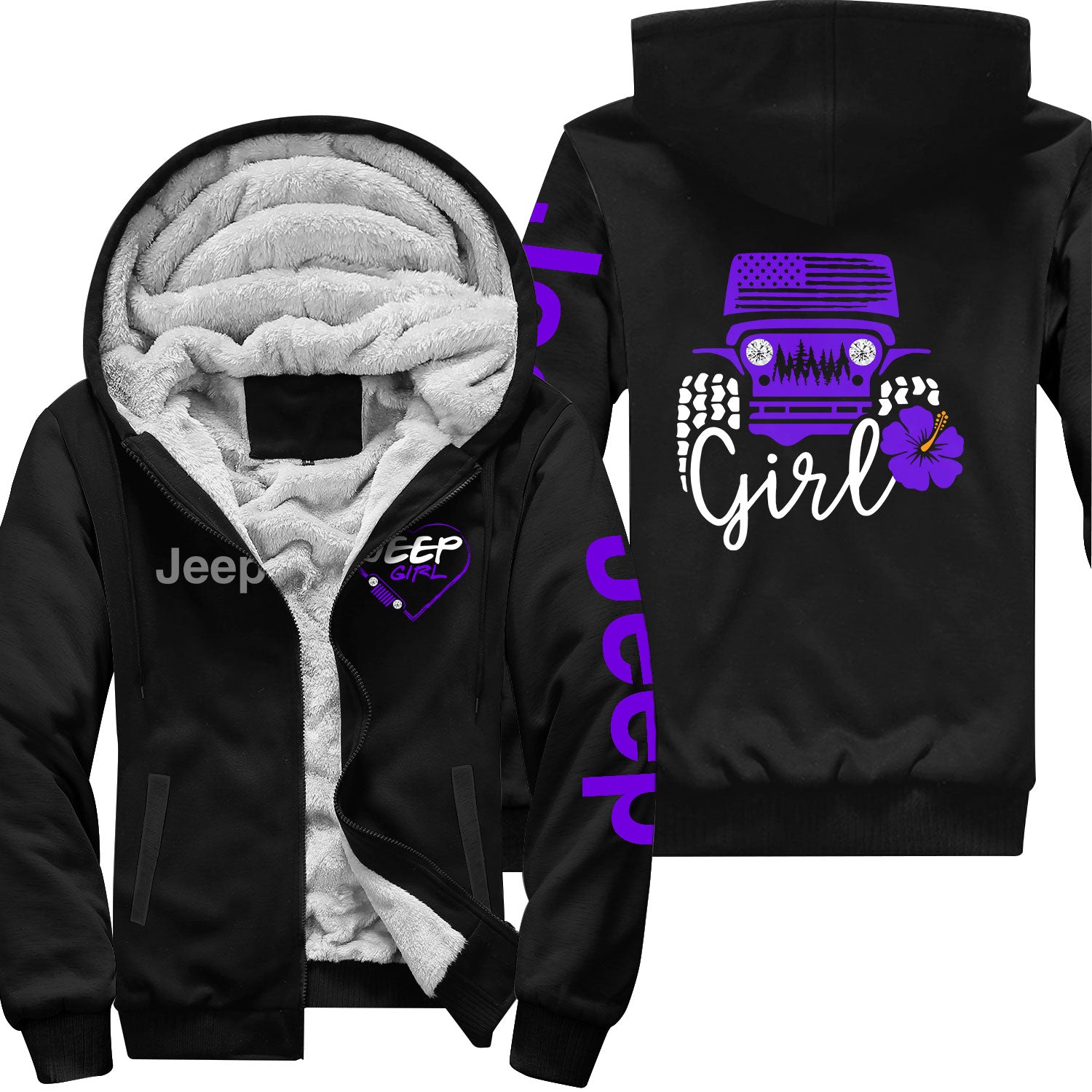 Jeep Girl Offroad US Flag Zip Hoodie Supler Store