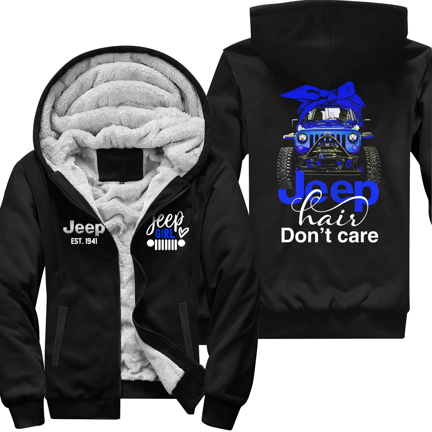 Jeep Hair Don't Care Est 1941 Fleece Zip Hoodie Supler Store