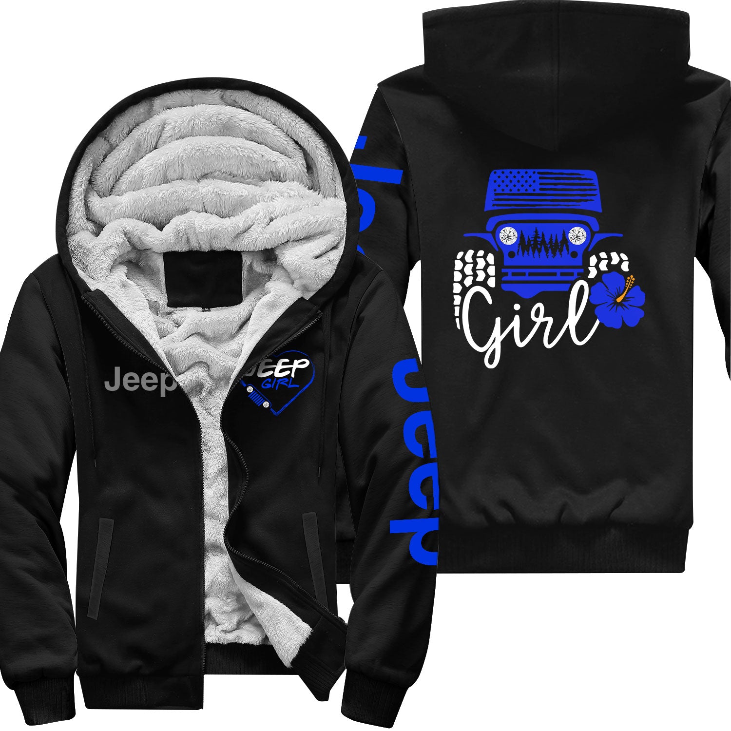Jeep Girl Offroad US Flag Zip Hoodie Supler Store