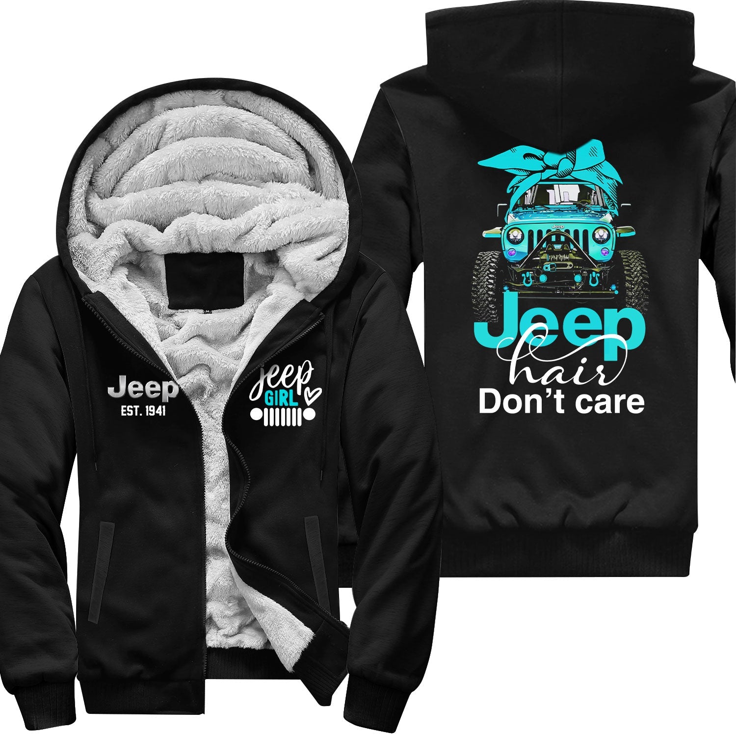 Jeep Hair Don't Care Est 1941 Fleece Zip Hoodie Supler Store
