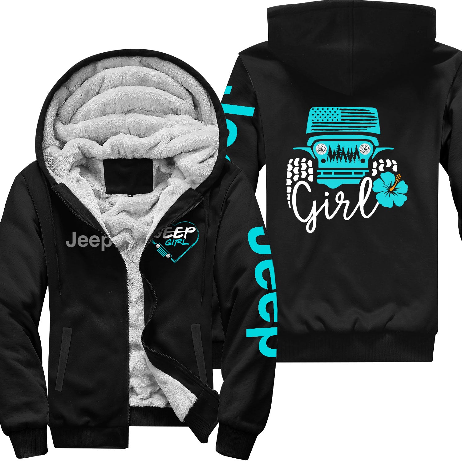 Jeep Girl Offroad US Flag Zip Hoodie Supler Store