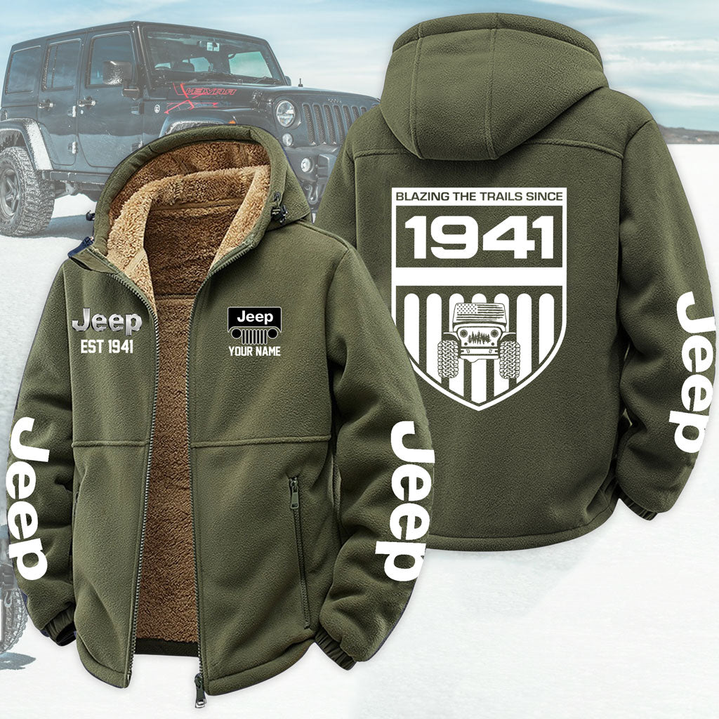 Personalized Jeep Blazing The Trails Since 1941 Fleece Zip Jacket Supler Store