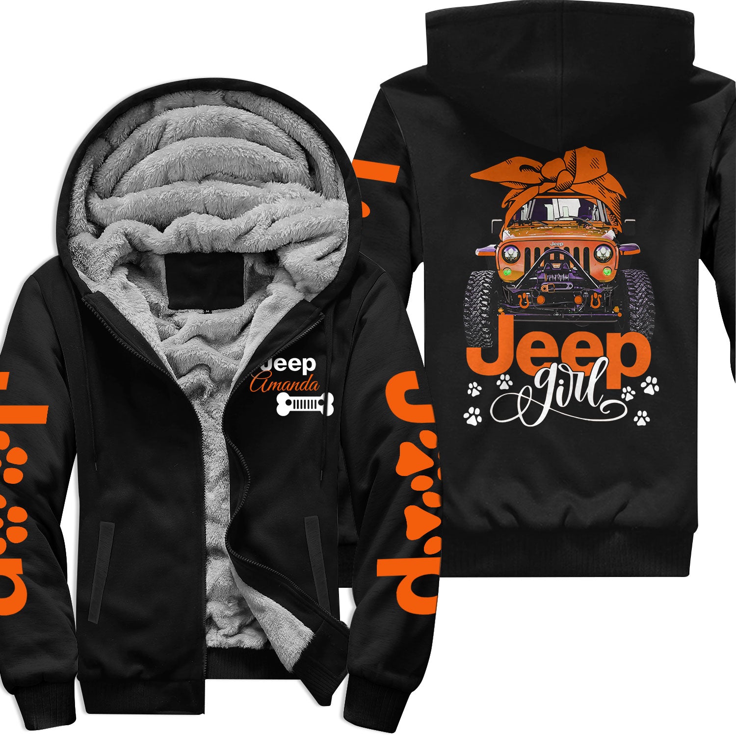 Personalized Jeep Dog Girl Multicolor Fleece Zip Hoodie Supler Store